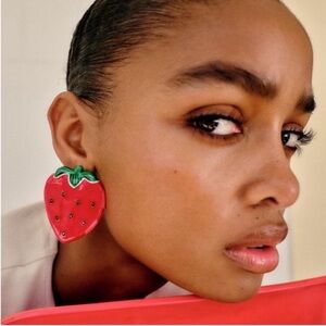 Zara Strawberry Statement Earrings - Red NWT BLOGGER FAV!